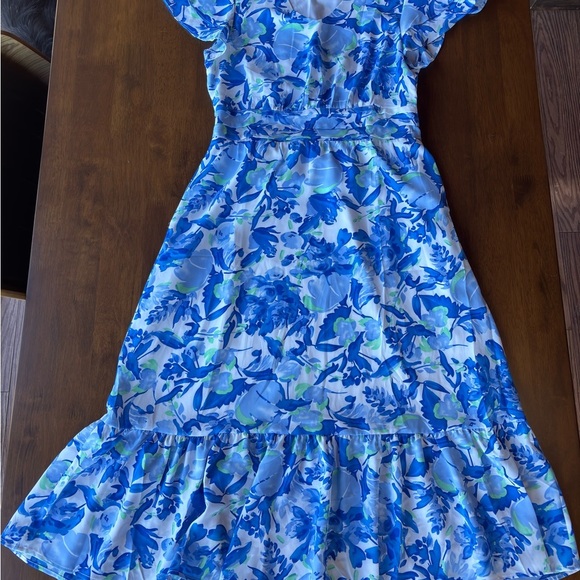 Blue Floral Midi Dress - Picture 3 of 6
